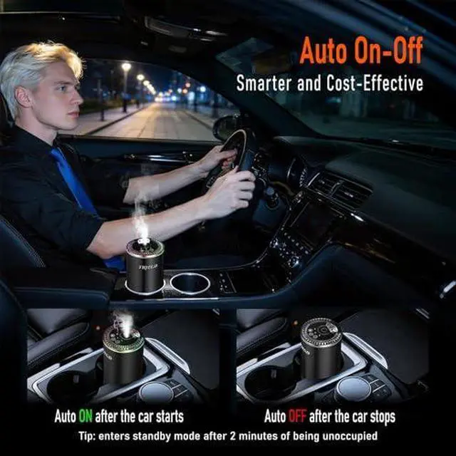 Alt view image 2 of 6 - Smart Car Air Freshener, Car Air Freshener Diffuser with Three Color Starry Sky Projection, Auto On/Off Aroma Diffuser, 3 Adjustable Mist Modes Rechargeable Aromatizante para Carro, Cologne