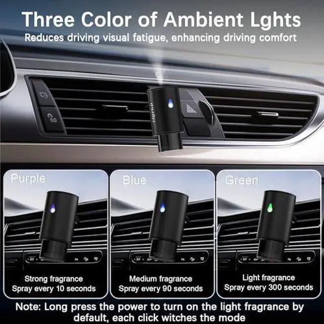 Alt view image 2 of 6 - Car Air Freshener Diffuser, Smart Car Air Freshener with 3 Spray Modes, Auto On/Off, Rechargeable Aromatizante para Carro with 10pcs Essential Oil, 5 Scents, Long-Lasting, 2Pack