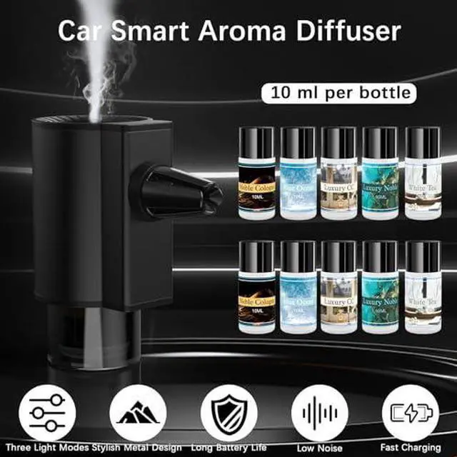 Alt view image 6 of 6 - Car Air Freshener Diffuser, Smart Car Air Freshener with 3 Spray Modes, Auto On/Off, Rechargeable Aromatizante para Carro with 10pcs Essential Oil, 5 Scents, Long-Lasting, 2Pack