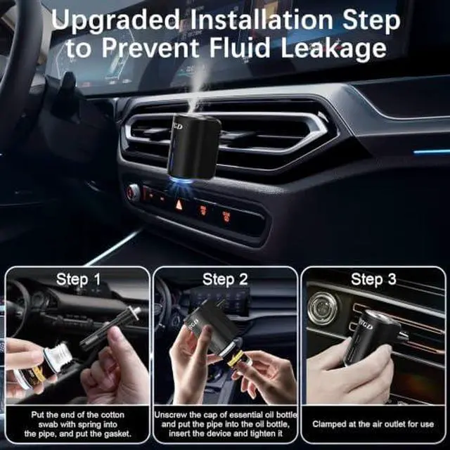 Alt view image 3 of 6 - Car Air Freshener Diffuser, Smart Car Air Freshener with Three Adjustable Light Modes, Rechargeable Aromatizante Para Carro with 8pcs Essential Oil,Long Lasting, Black