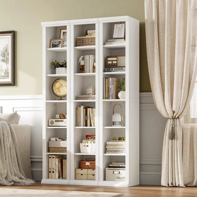 Alt view image 3 of 6 - Tall Narrow Bookcase, 6-Tier, White | Maximizing Vertical Space, Modern Family-Style Design, Suitable for Living Room, Home Office, Bedroom