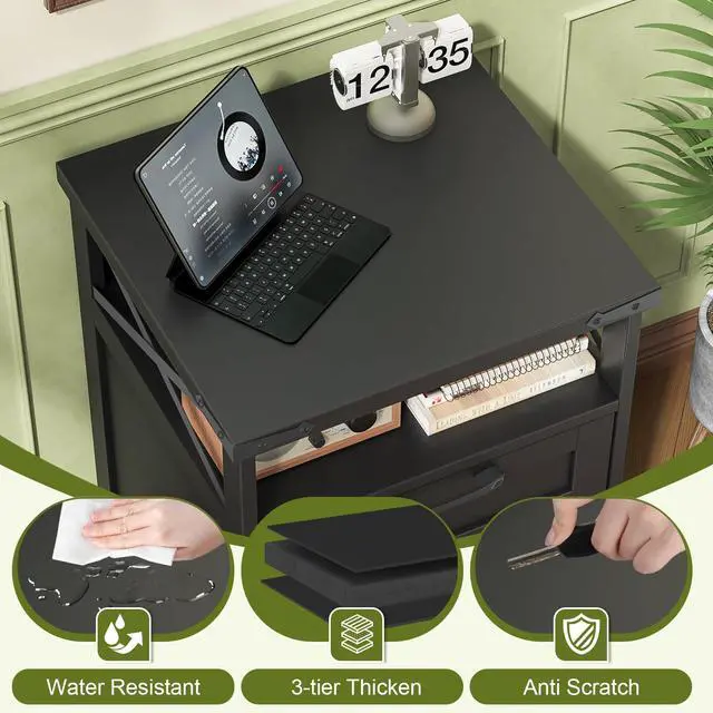 Alt view image 3 of 6 - Farmhouse Filing Cabinet with Open Storage Space & Wheels, Office Filing Vertical Cabinet with 2 Drawers, Printer Stand for Hanging Files Letter/A4, Under Desk Storage Cabinets for Home Office.Grey