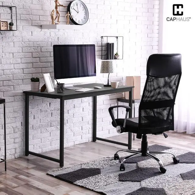 Alt view image 2 of 6 - 47 Inch Modern Computer Desk for Home Office, Gaming & Small Spaces - Compact Black Writing Desk, Easy Assembly, 220 lbs, P2 Board
