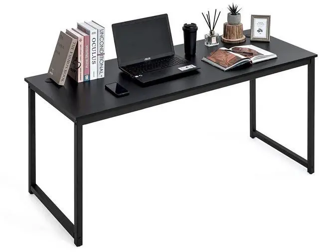 Main image of 63 Inch Computer Desk for Home Office & Gaming, Large Workstation for Small Spaces, with Steel Frame, P2 Board, Easy Assembly, Black