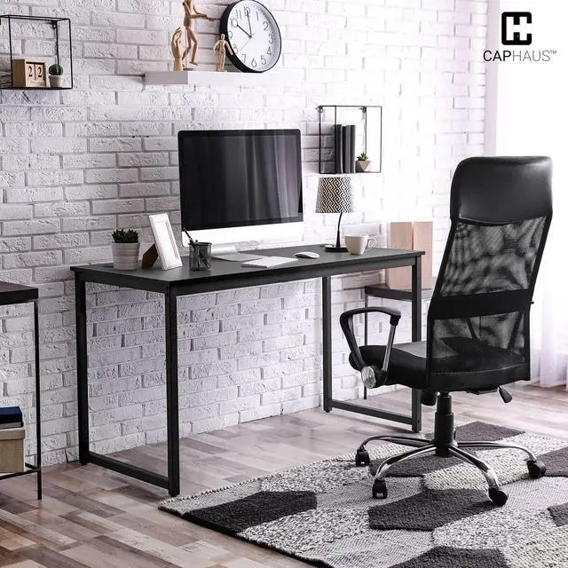Alt view image 2 of 6 - 55 Inch Computer Desk, Home Office Desk, Modern Work Desk, Writing Desk for Small Space, Simple Desk for Home Use & Office, PC Table, Gaming Desk, Space-Saving Workstation, Black