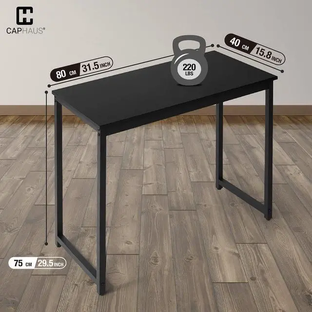 Alt view image 3 of 6 - 32 Inch Modern Computer Desk for Home Office, Gaming & Small Spaces - Easy Assembly, P2 Particle Board, Steel Legs, 220 lbs, Black
