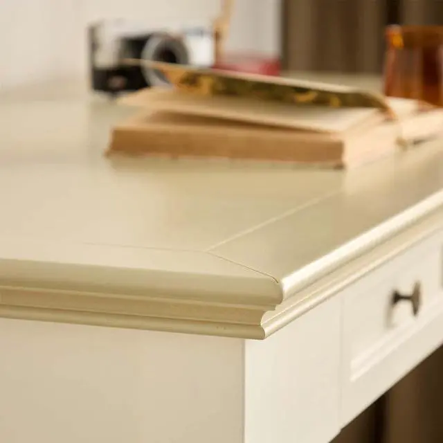 Alt view image 5 of 6 - Writing Desk with Drawers, 35 Inch French Country Desk Solid Wood Writing Desk for Home Office, Study Workspace or Bedroom (Off-White, 35 inches)