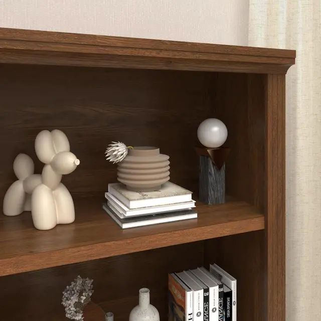 Alt view image 5 of 6 - 3-Tier Bookshelf Basic Book Case, Wooden Storage Shelves Rustic Bookshelf, D:12.8" x W: 29.53" x H:41.26", Sturdy Display Cabinet for Living Room, Library, Office, 3-Tier, Classic Oak