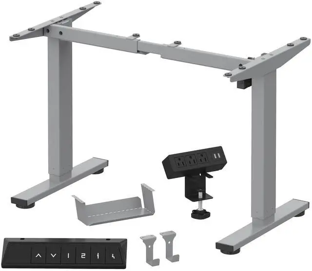 Main image of EN2 Standing Desk Frame with Clamp Power Strip and Cable Management Tray, Electric Sit Stand Desk Base with Memory Controller for Home and Office (Gray Frame Only)
