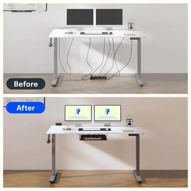 Alt view image 5 of 6 - EN2 Standing Desk Frame with Clamp Power Strip and Cable Management Tray, Electric Sit Stand Desk Base with Memory Controller for Home and Office (Gray Frame Only)