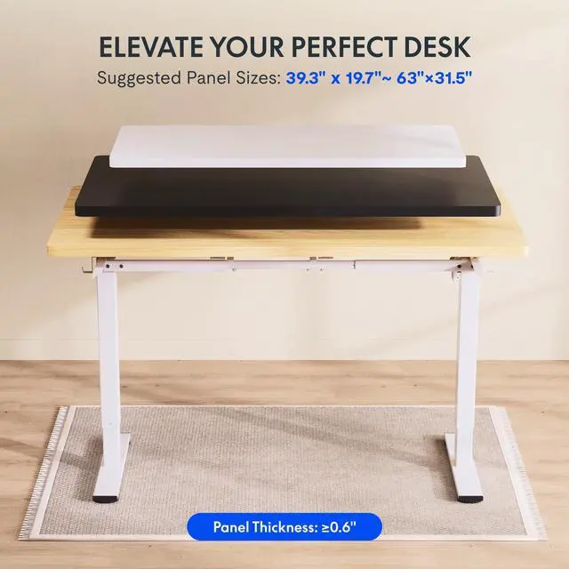 Alt view image 3 of 6 - EN1 Height Adjustable Standing Desk Frame with Memory Controller, Electric Sit Stand Desk Base for Home and Office (White Frame Only)