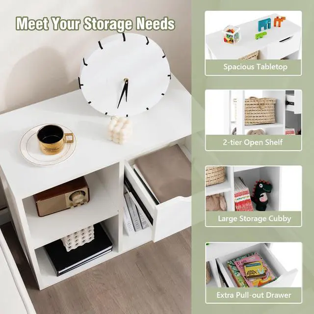 Alt view image 5 of 6 - 3 Cube Bookcase with Drawer, 2 Tier Bookshelf for Small Space, Modern Freestanding Display Rack with Open Shelves, White Book Case, Wood Cube Storage Organizer Bedroom Living Room, 2 Pack