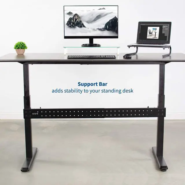 Alt view image 4 of 4 - Black Universal Steel Clamp-on Desk Stabilizer Bar for Sturdy Reinforced Workstation, 36 to 61.6 inch Bracket Support System for Sit to Stand Desk Frames, Expandable Width Adjustment, DESK-STB01B