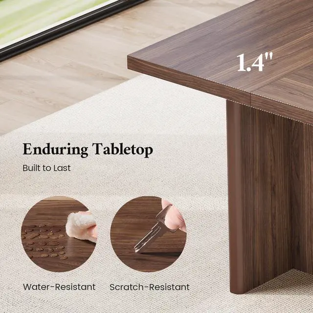 Alt view image 5 of 6 - 63 Inch Executive Desk with Power Outlet, Modern Computer Office Desks, Large Laptop Desk Writing Table Workstation Business Furniture for Home Office, Brown