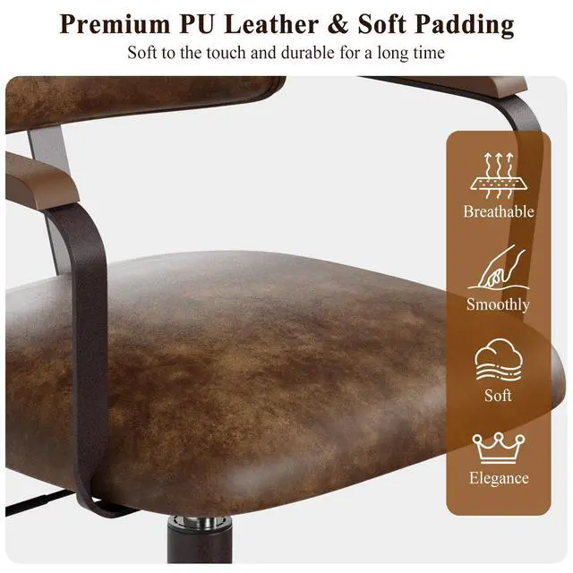 Alt view image 5 of 6 - Mid-Century Desk Chair Walnut Bentwood Swivel Brown
