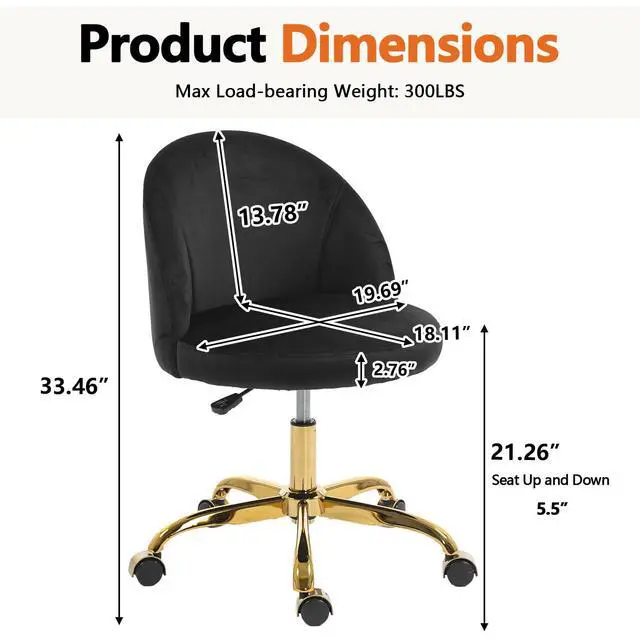 Alt view image 2 of 6 - Pink Vanity Desk Chair Comfy with Back and Wheels,Velvet Rolling Office Chair for Vanity Makeup Room,Height Adjustable,360 Swivel (Black)