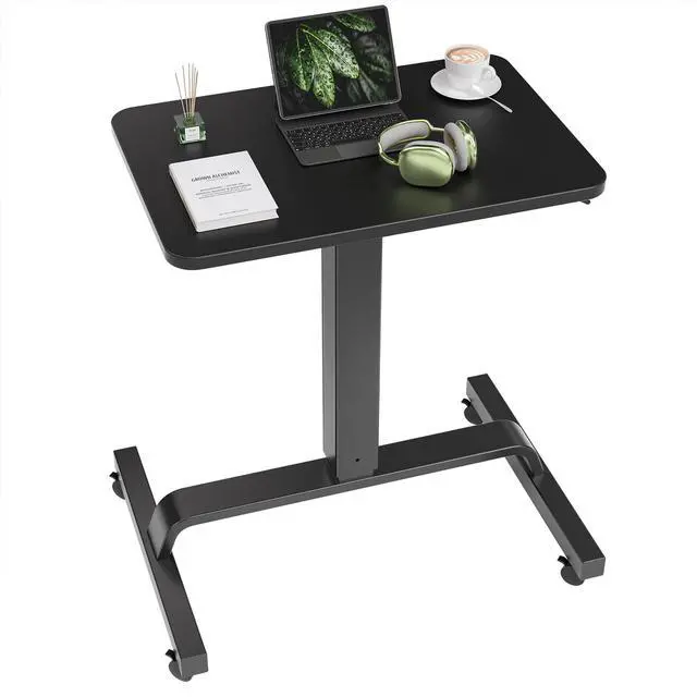 Main image of Height Adjustable Mobile Standing Desk with 360° Swivel Casters, 29"-45" Pneumatic Rolling Desk on Wheels, Perfect for Home Office, Bedroom, Living Room, Black