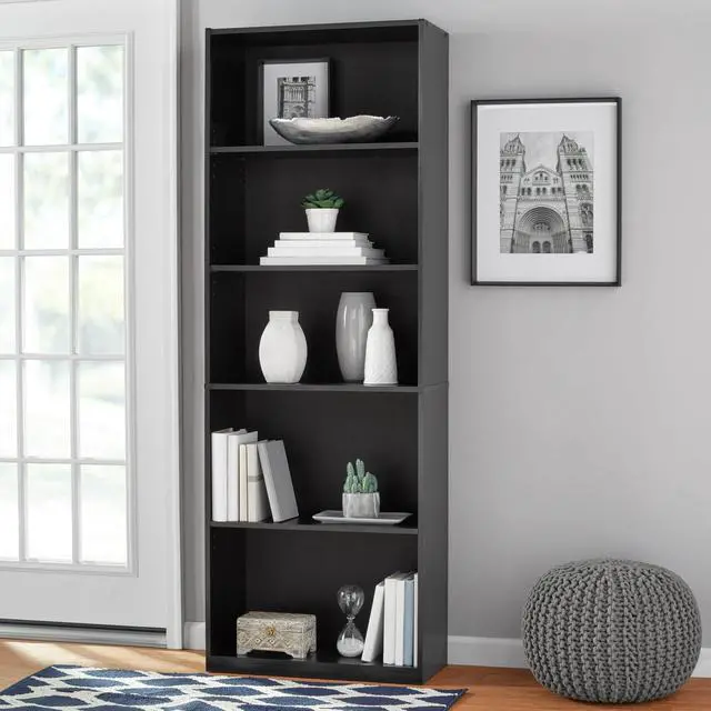 Alt view image 2 of 6 - ` 71" 5-Shelf Standard Bookcase (Black)