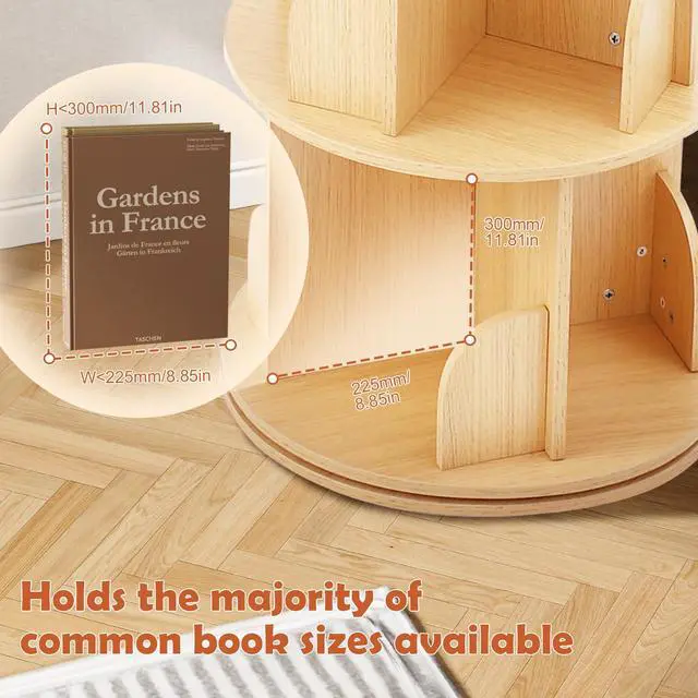 Alt view image 4 of 6 - Wooden Rotating Bookshelf, 3 Tier Kids Bookshelf | 360° Rotating Corner Shelf Storage Organizer, For Kids & Small Spaces, Multi-Functional, For Bedroom & Living Room