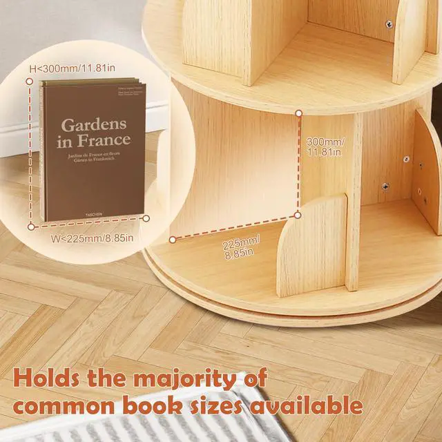 Alt view image 6 of 6 - Wooden Rotating Bookshelf, 4 Tier Kids Bookshelf | 360° Spinning, For Kids & Small Spaces, Corner Shelf Storage Organizer, Multi-Functional