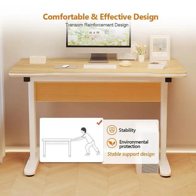 Alt view image 5 of 6 - Gaming Desk Computer Writing Table for Home Office Student Art Modern Simple Style with T-Shaped Metal Bracket PC Wood Suitable for Offices&Bedrooms