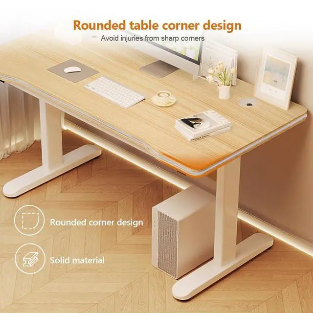 Alt view image 6 of 6 - Gaming Desk Computer Writing Table for Home Office Student Art Modern Simple Style with T-Shaped Metal Bracket PC Wood Suitable for Offices&Bedrooms