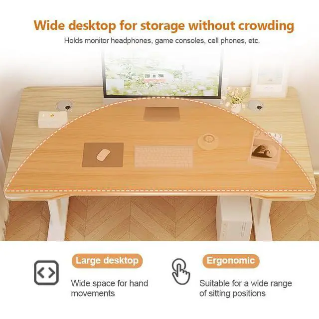 Alt view image 2 of 6 - Gaming Desk Computer Writing Table for Home Office Student Art Modern Simple Style with T-Shaped Metal Bracket PC Wood Suitable for Offices&Bedrooms