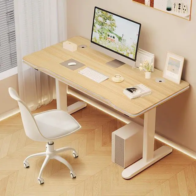 Alt view image 6 of 6 - Gaming Desk Computer Writing Table for Home Office Student Art Modern Simple Style with T-Shaped Metal Bracket PC Wood Suitable for Offices&Bedrooms