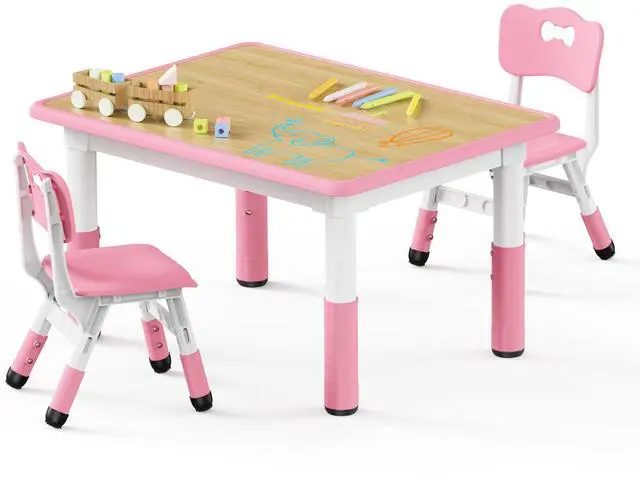 Main image of Adjustable Toddler Table and Chair Set, 31.5" L x 23.6" W Pink | Table Supports 300 lbs, Drawing Activity Desk, Classroom/Daycare/Home, Children Multi-Activity Table for Ages 3-8