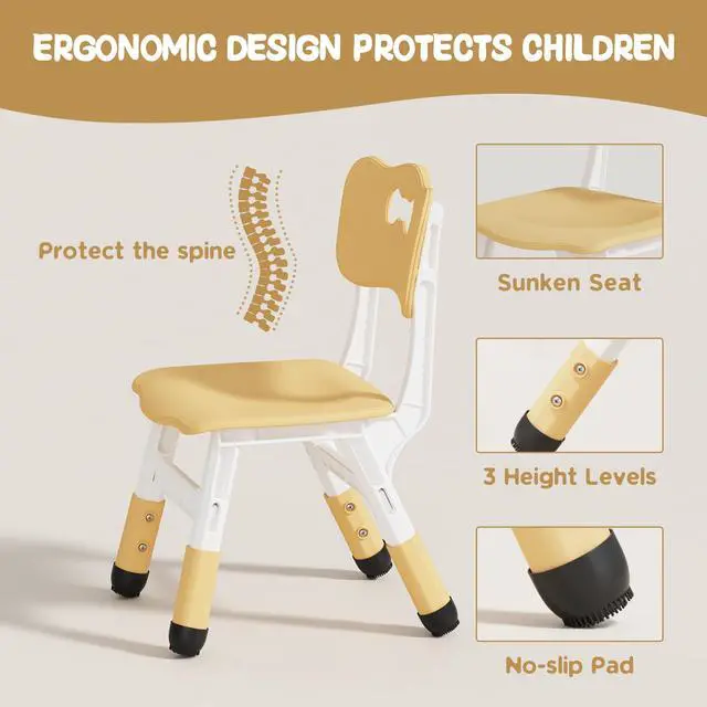 Alt view image 4 of 6 - Adjustable Toddler Table and Chair Set, 31.5" L x 23.6" W Beige | Table Supports 300 lbs, Drawing Activity Desk, Classroom/Daycare/Home, Children Multi-Activity Table for Ages 3-8