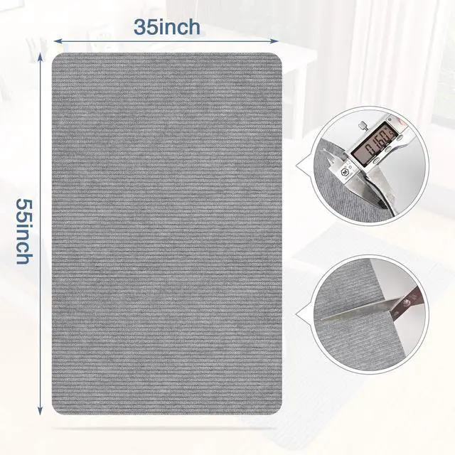 Alt view image 3 of 6 - 2 Pack Office Chair Mat for Hardwood Floor, 55"x35" Computer Chair Floor Mat, Desk Chair Mat, Large Rubber Anti-Slip Floor Protector for Home Office Light Grey (Folding Packaging)