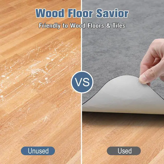 Alt view image 4 of 6 - 2 Pack Office Chair Mat for Hardwood Floor, 55"x35" Computer Chair Floor Mat, Desk Chair Mat, Large Rubber Anti-Slip Floor Protector for Home Office Light Grey (Folding Packaging)
