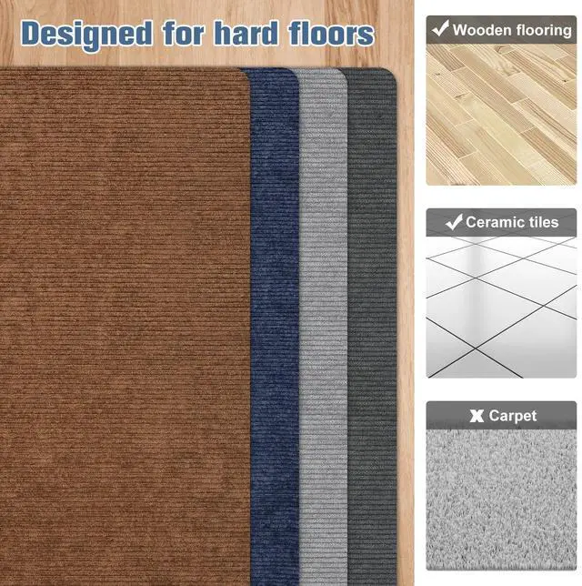 Alt view image 5 of 6 - 2 Pack Office Chair Mat for Hardwood Floor, 55"x35" Computer Chair Floor Mat, Desk Chair Mat, Large Rubber Anti-Slip Floor Protector for Home Office Light Grey (Folding Packaging)