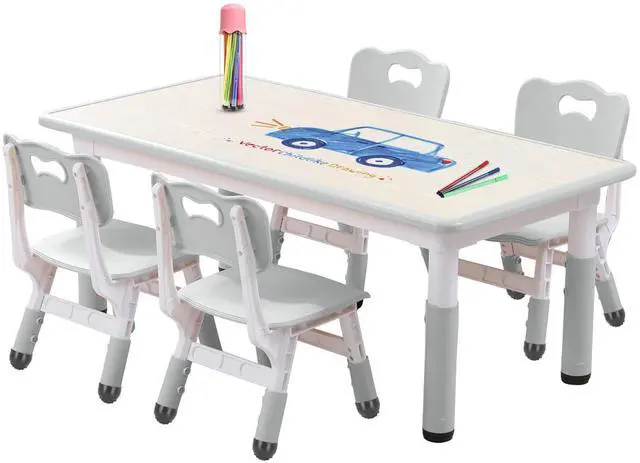 Main image of Kids Table and Chair Set for Toddlers - Adjustable Activity Center with Non-Slip Legs & Graffiti-Proof Surface Ages 3-12