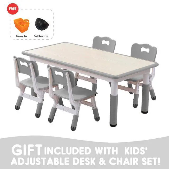Alt view image 5 of 6 - Kids Table and Chair Set for Toddlers - Adjustable Activity Center with Non-Slip Legs & Graffiti-Proof Surface Ages 3-12