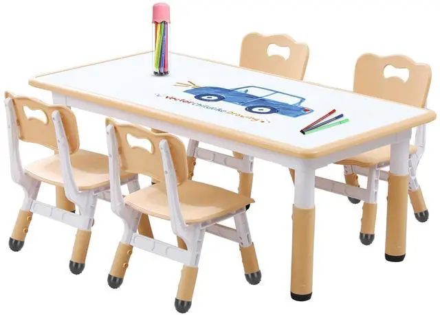 Main image of Kids Table and Chair Set for Toddlers - Adjustable Activity Center with Non-Slip Legs & Graffiti-Proof Surface Ages 3-12