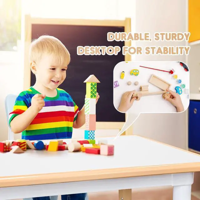 Alt view image 3 of 6 - Kids Table and Chair Set for Toddlers - Adjustable Activity Center with Non-Slip Legs & Graffiti-Proof Surface Ages 3-12
