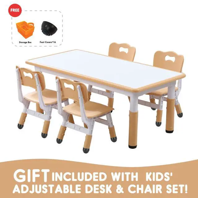 Alt view image 4 of 6 - Kids Table and Chair Set for Toddlers - Adjustable Activity Center with Non-Slip Legs & Graffiti-Proof Surface Ages 3-12