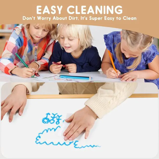 Alt view image 5 of 6 - Kids Table and Chair Set for Toddlers - Adjustable Activity Center with Non-Slip Legs & Graffiti-Proof Surface Ages 3-12