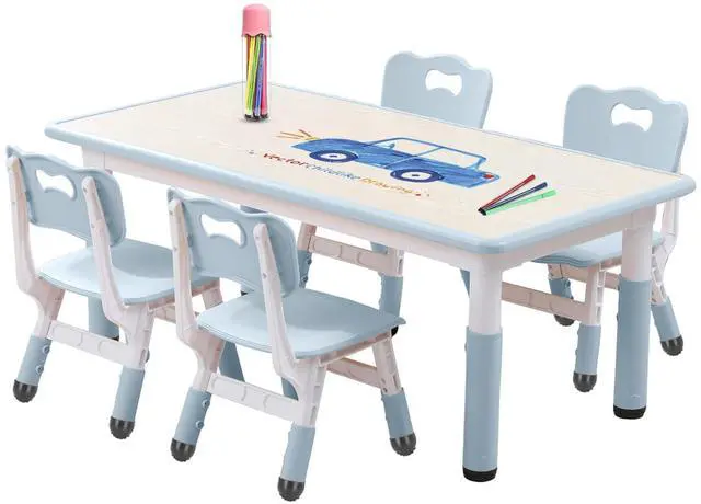 Main image of Kids Table and Chair Set for Toddlers - Adjustable Activity Center with Non-Slip Legs & Graffiti-Proof Surface Ages 3-12
