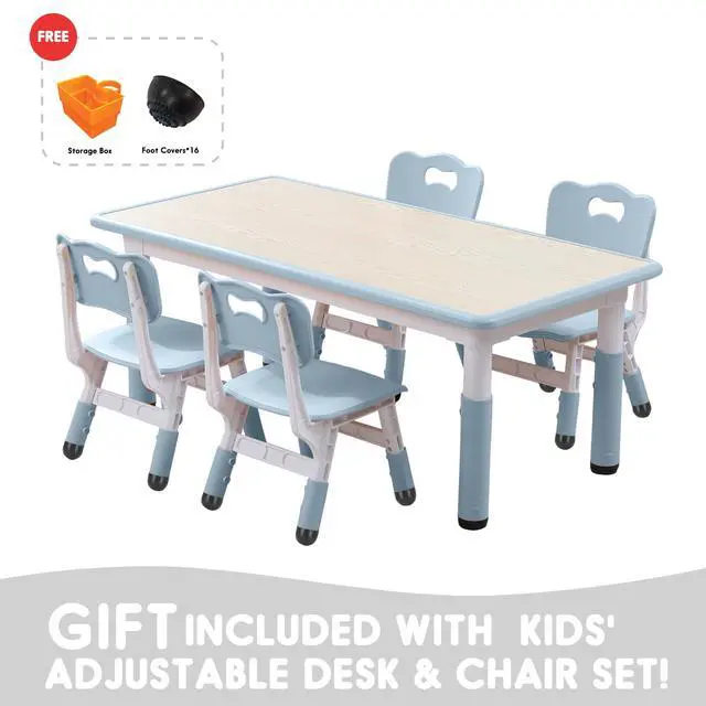 Alt view image 2 of 6 - Kids Table and Chair Set for Toddlers - Adjustable Activity Center with Non-Slip Legs & Graffiti-Proof Surface Ages 3-12