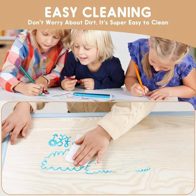Alt view image 5 of 6 - Kids Table and Chair Set for Toddlers - Adjustable Activity Center with Non-Slip Legs & Graffiti-Proof Surface Ages 3-12