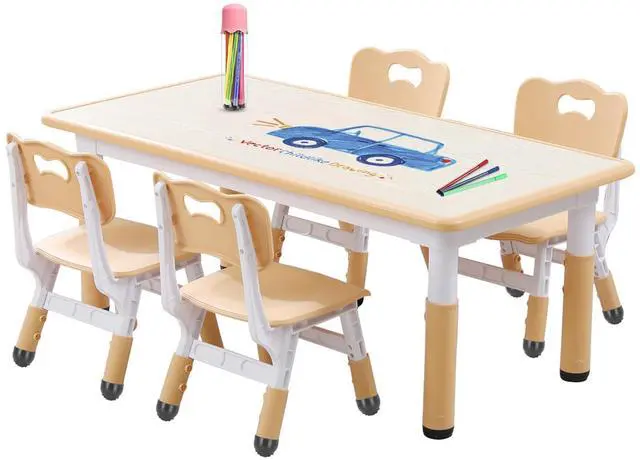 Main image of Kids Table and Chair Set for Toddlers - Adjustable Activity Center with Non-Slip Legs & Graffiti-Proof Surface Ages 3-12