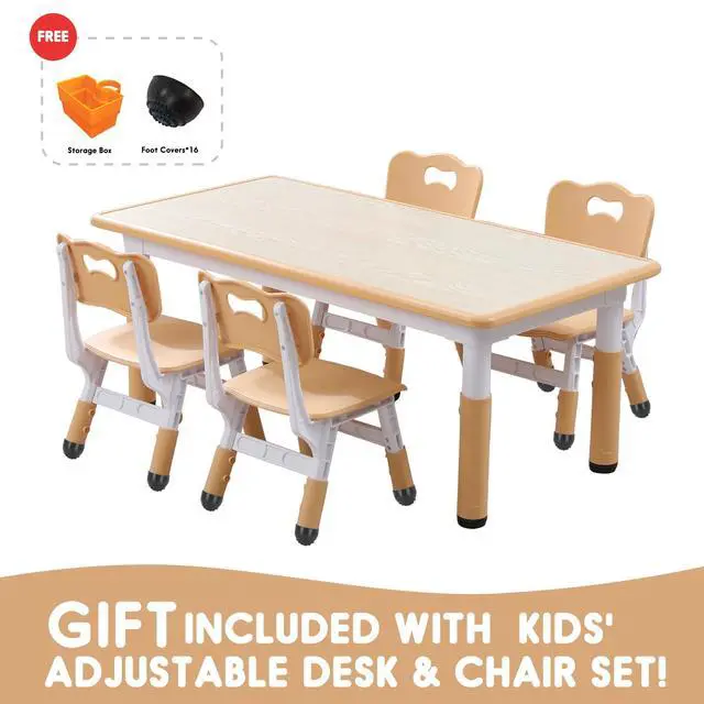 Alt view image 3 of 6 - Kids Table and Chair Set for Toddlers - Adjustable Activity Center with Non-Slip Legs & Graffiti-Proof Surface Ages 3-12