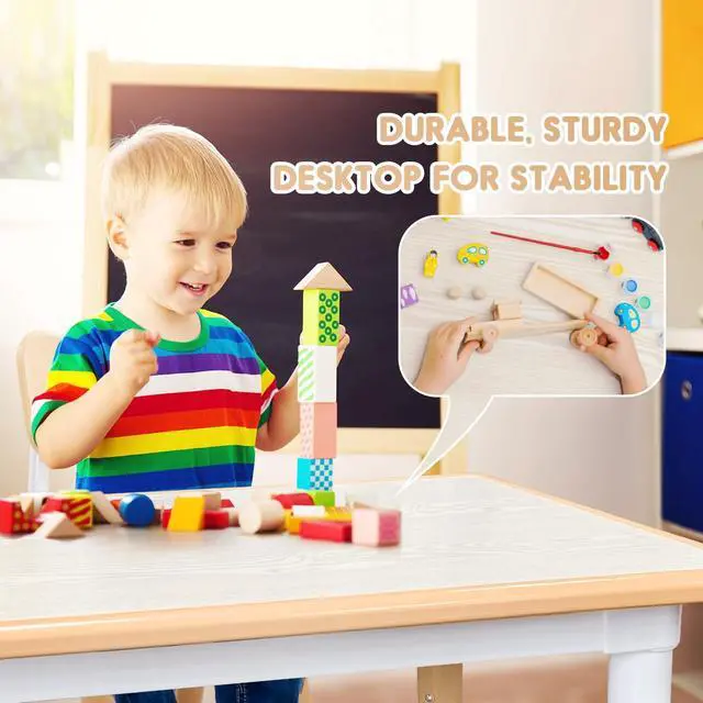 Alt view image 4 of 6 - Kids Table and Chair Set for Toddlers - Adjustable Activity Center with Non-Slip Legs & Graffiti-Proof Surface Ages 3-12