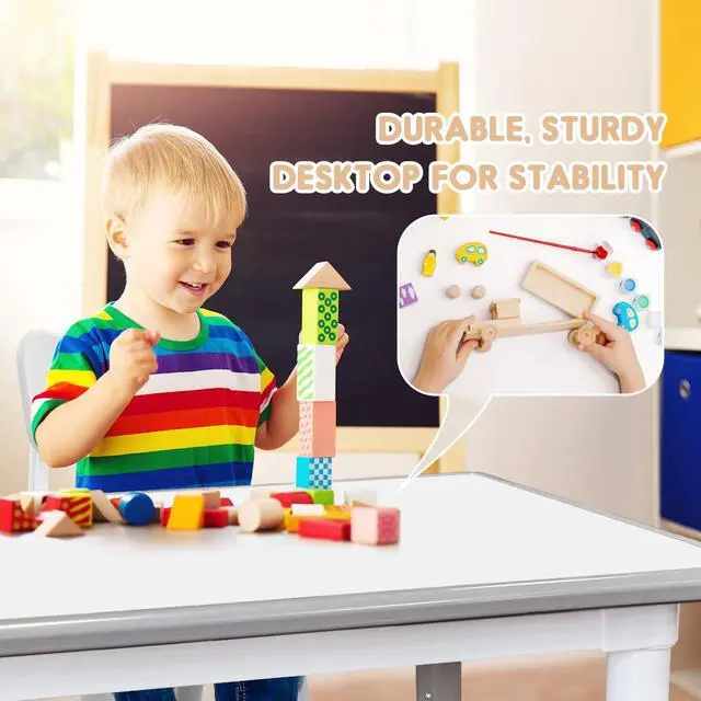 Alt view image 4 of 6 - Kids Table and Chair Set for Toddlers - Adjustable Activity Center with Non-Slip Legs & Graffiti-Proof Surface Ages 3-12