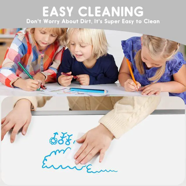 Alt view image 5 of 6 - Kids Table and Chair Set for Toddlers - Adjustable Activity Center with Non-Slip Legs & Graffiti-Proof Surface Ages 3-12