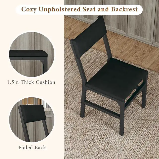 Alt view image 6 of 6 - Dining Table Set for 4, Extendable Kitchen Table Cushion Chairs Set of 4, Rectangle Dining Table with Metal Frame & MDF Board, Folding for Small Apartment Saving Space, Gray