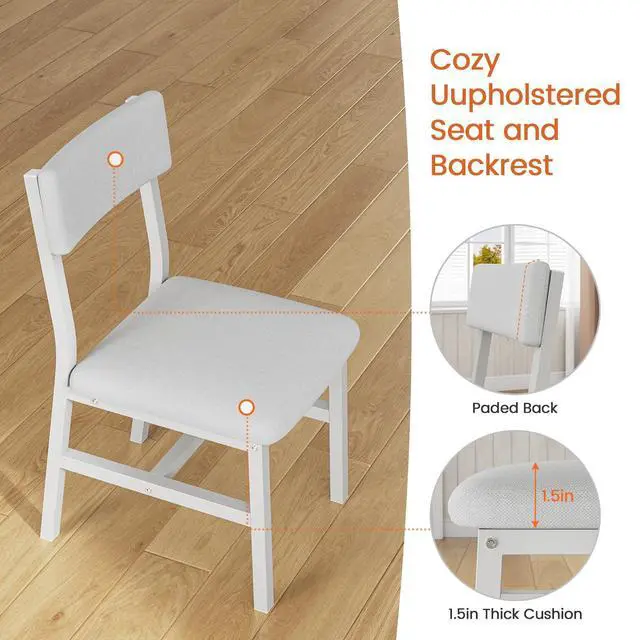 Alt view image 5 of 6 - 5-Piece Dining Table Set for 4-6 People, 63" Extendable Kitchen Table and 4 Cushion Chairs, Dining Room Table with MDF Board & Metal Frame for Small Space, Easy Clean, Natural