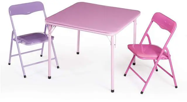 Main image of Toddler Furniture Set | Kids Activity Table Chair Set Playroom Furniture Preschool Learning Compact Foldable Children's Table Small Size 3 Piece Pink